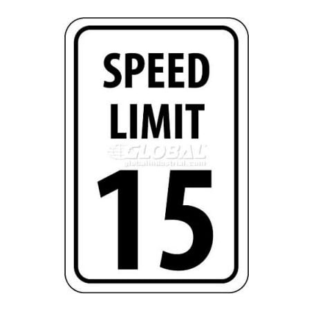 National Marker Co inSpeed Limit 15in Traffic Sign, 18inW x 24inH, White/Black TM19J